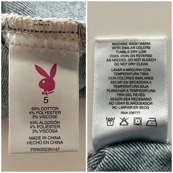 Playboy Denim Skirt Women's 5/28 Mini Embroidered Coquette Japanese Y2K NWOT - Picture 5 of 6